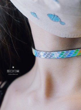 赛博朋克银蛇皮项圈手工定制真皮