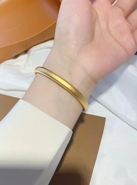 古法传承心经手镯女越南沙金仿真黄金正品实心泥鳅背小众经文礼品