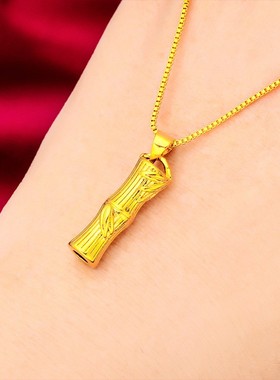 越南沙金水滴项链女镀24K金心形吊坠仿真黄金时尚镂空水波链项坠