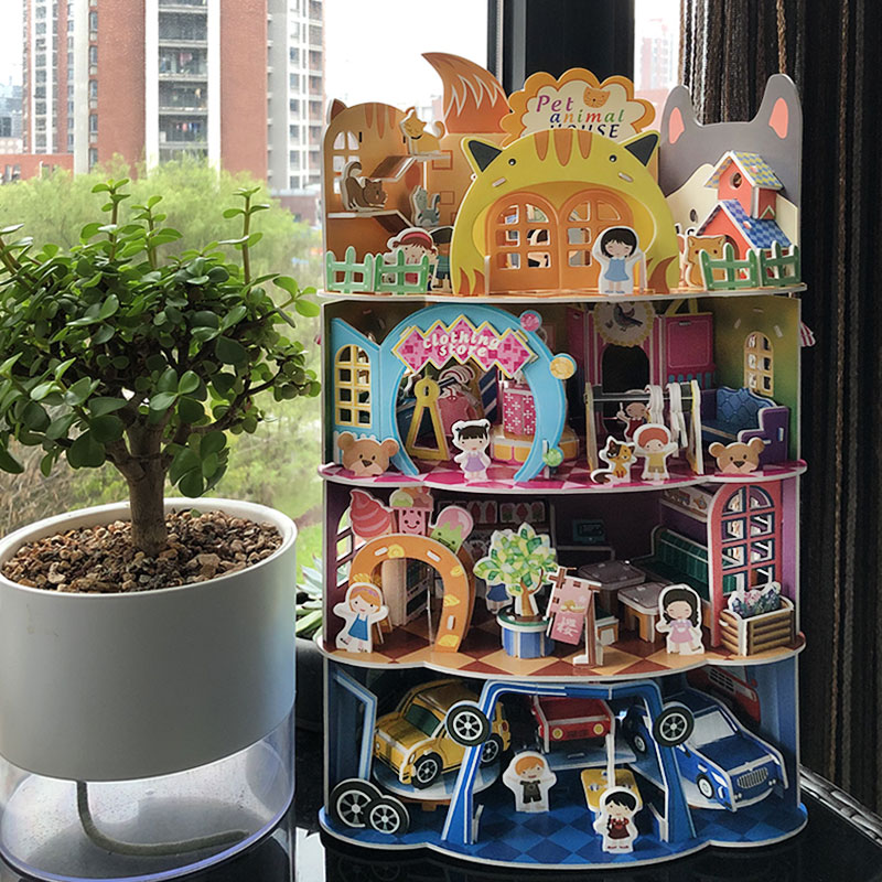 儿童diy小屋模型百货商店服装汽车店立体拼图男女孩礼物益智玩具,淘宝优惠券,粉丝福利购,淘宝优惠卷