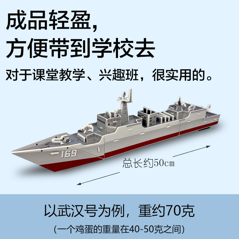 航空母舰模型小学生军舰diy手工拼装儿童3D立体拼图航母益智玩具 - 图0