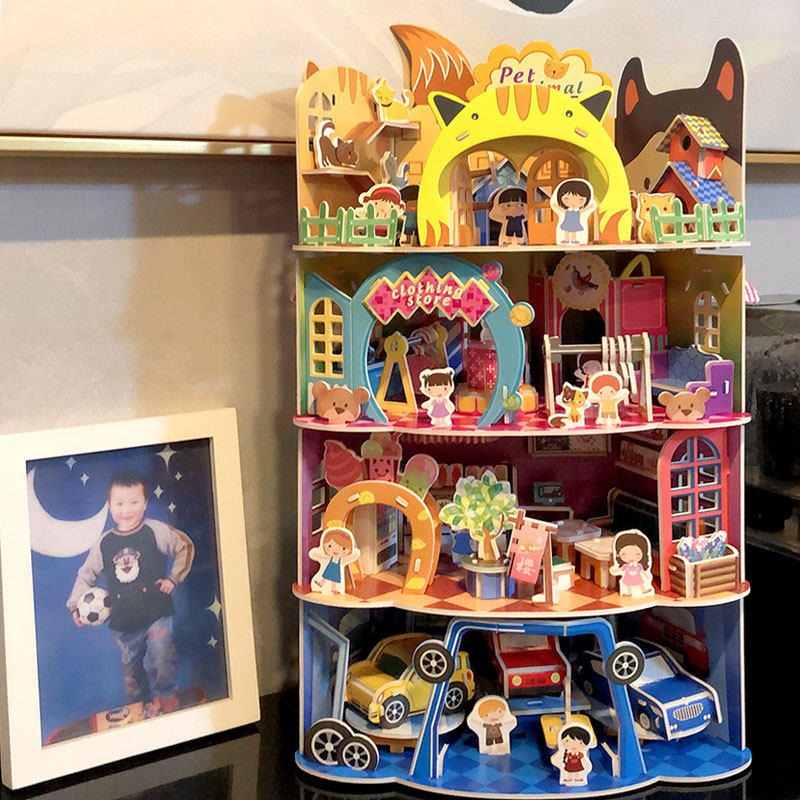 儿童diy小屋模型百货商店服装汽车店立体拼图男女孩礼物益智玩具,淘宝优惠券,粉丝福利购,淘宝优惠卷