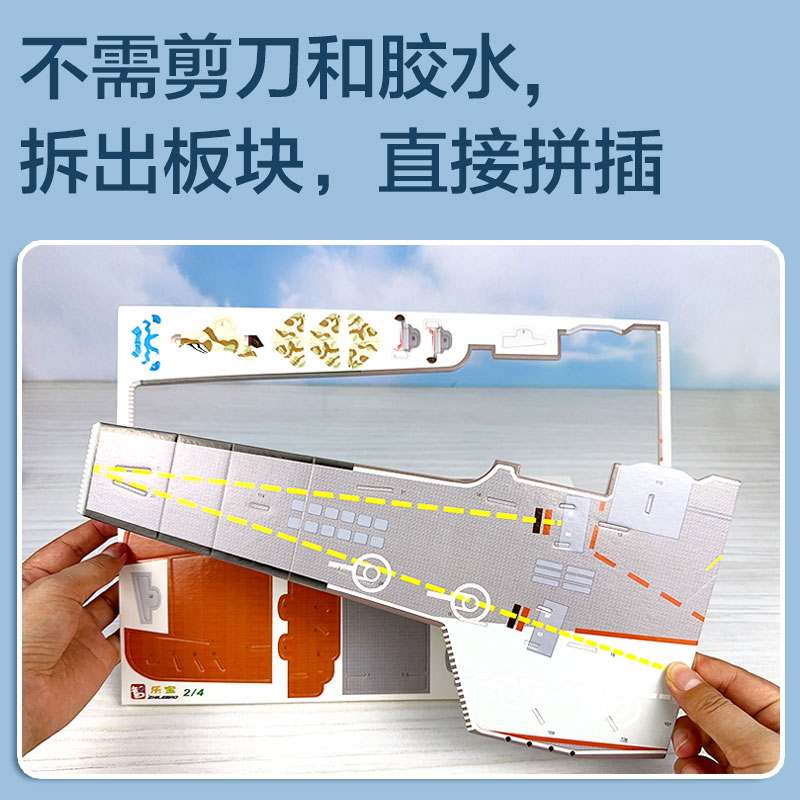 航空母舰模型小学生军舰diy手工拼装儿童3D立体拼图航母益智玩具 - 图1