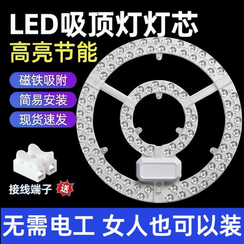led吸顶灯灯芯圆形灯盘替换灯条灯管客厅卧室灯改造灯板节能灯泡 - 图0