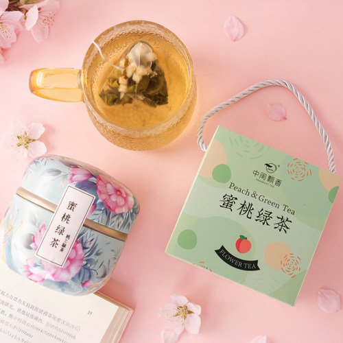 中闽飘香蜜桃绿茶冷泡茶日本水果茶罐装茶叶袋泡花茶组合茶包 - 图0