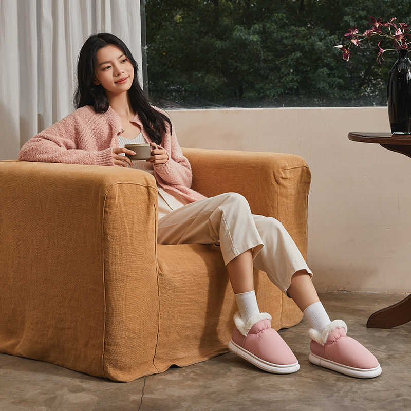 朴西青春记忆棉鞋冬季防滑加绒包跟保暖居家棉拖鞋男女加厚外穿,淘宝优惠券,粉丝福利购,淘宝优惠卷