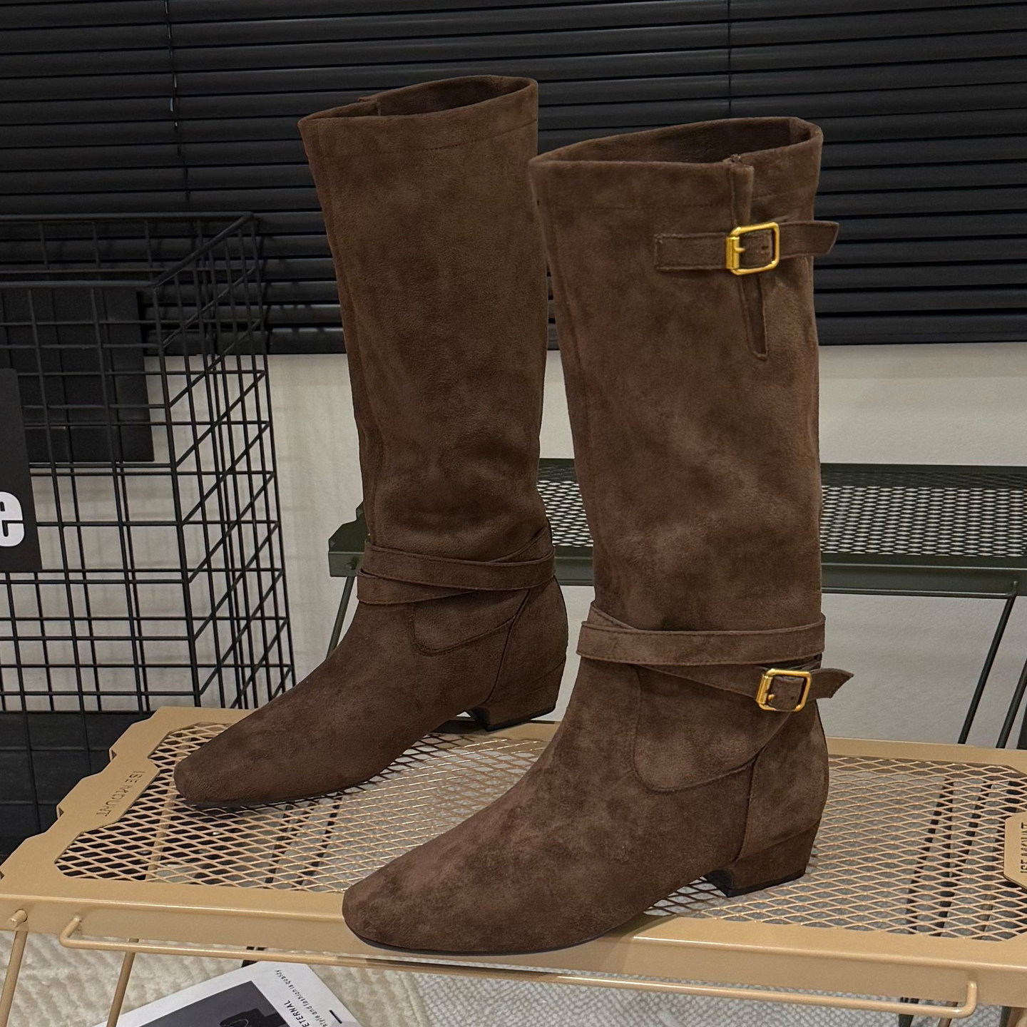 粗跟不过膝长筒靴女2025秋冬显瘦西部牛仔靴套筒骑士靴单靴长靴子,淘宝优惠券,粉丝福利购,淘宝优惠卷