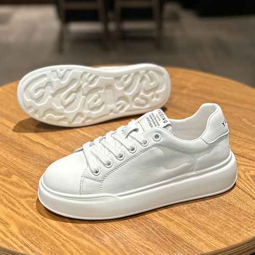 真皮小白鞋女ins爆款网红板鞋2025新款春秋圆头系带平底休闲单鞋 - 图1