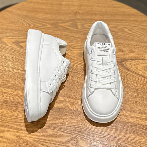 真皮小白鞋女ins爆款网红板鞋2025新款春秋圆头系带平底休闲单鞋 - 图0