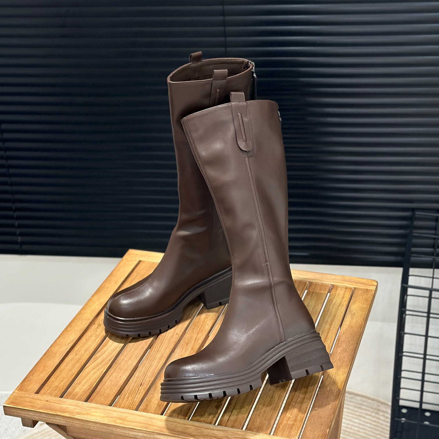 平口粗跟6cm不过膝长筒靴2025新款秋冬靴子女爆款弹力高筒骑士靴,淘宝优惠券,粉丝福利购,淘宝优惠卷