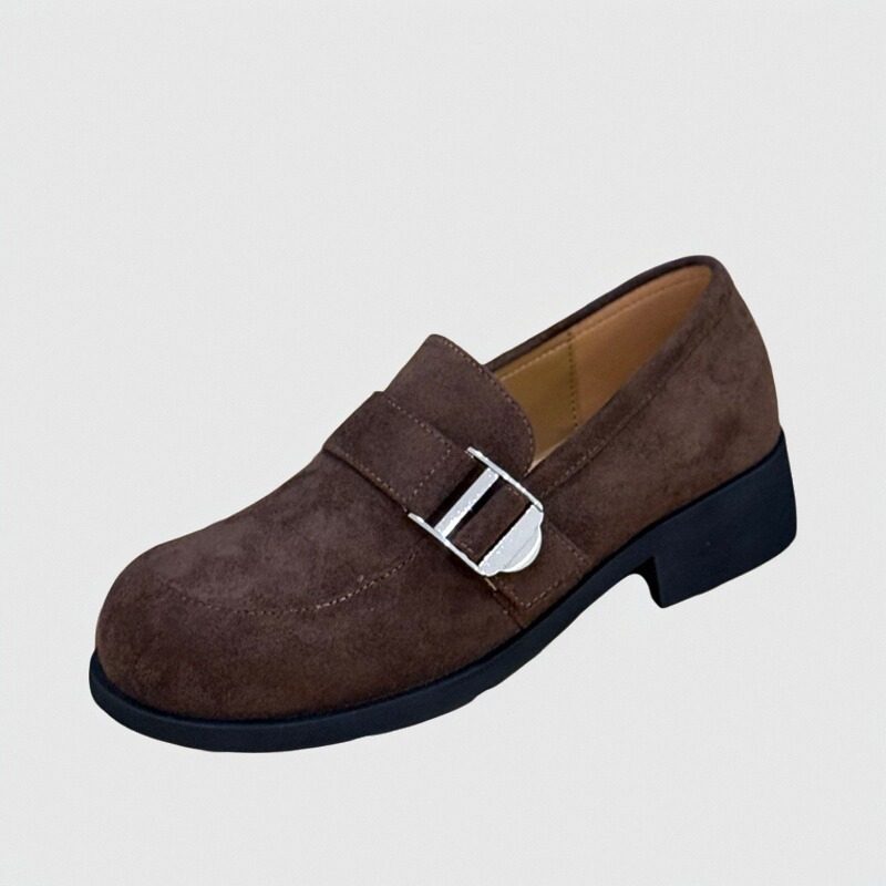 复古粗跟乐福鞋女2025年新款网红磨砂皮一脚蹬单鞋韩版休闲豆豆鞋,淘宝优惠券,粉丝福利购,淘宝优惠卷