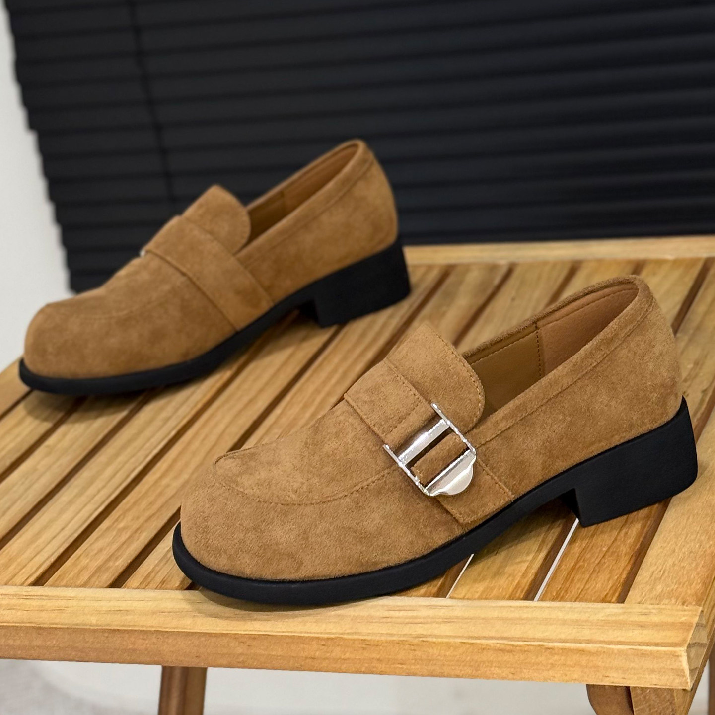 复古粗跟乐福鞋女2025年新款网红磨砂皮一脚蹬单鞋韩版休闲豆豆鞋,淘宝优惠券,粉丝福利购,淘宝优惠卷