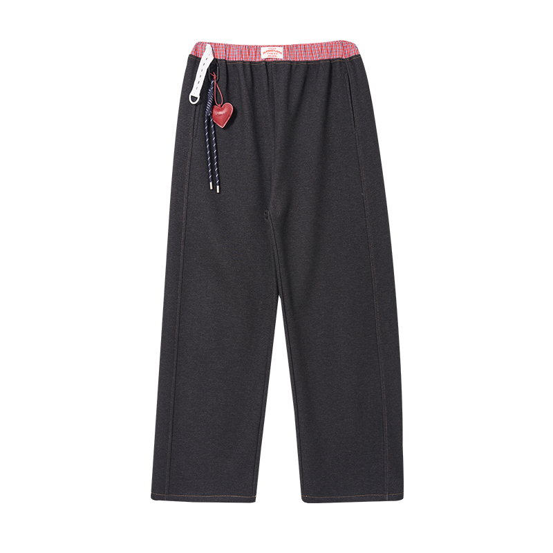 MASANON thickened velvet splicing wide-leg pants for winter