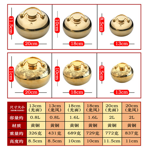 天艺龙凤烫婆子汤婆子汤捂子注水加厚暖手脚宝纯铜热水袋暖壶大号 - 图3
