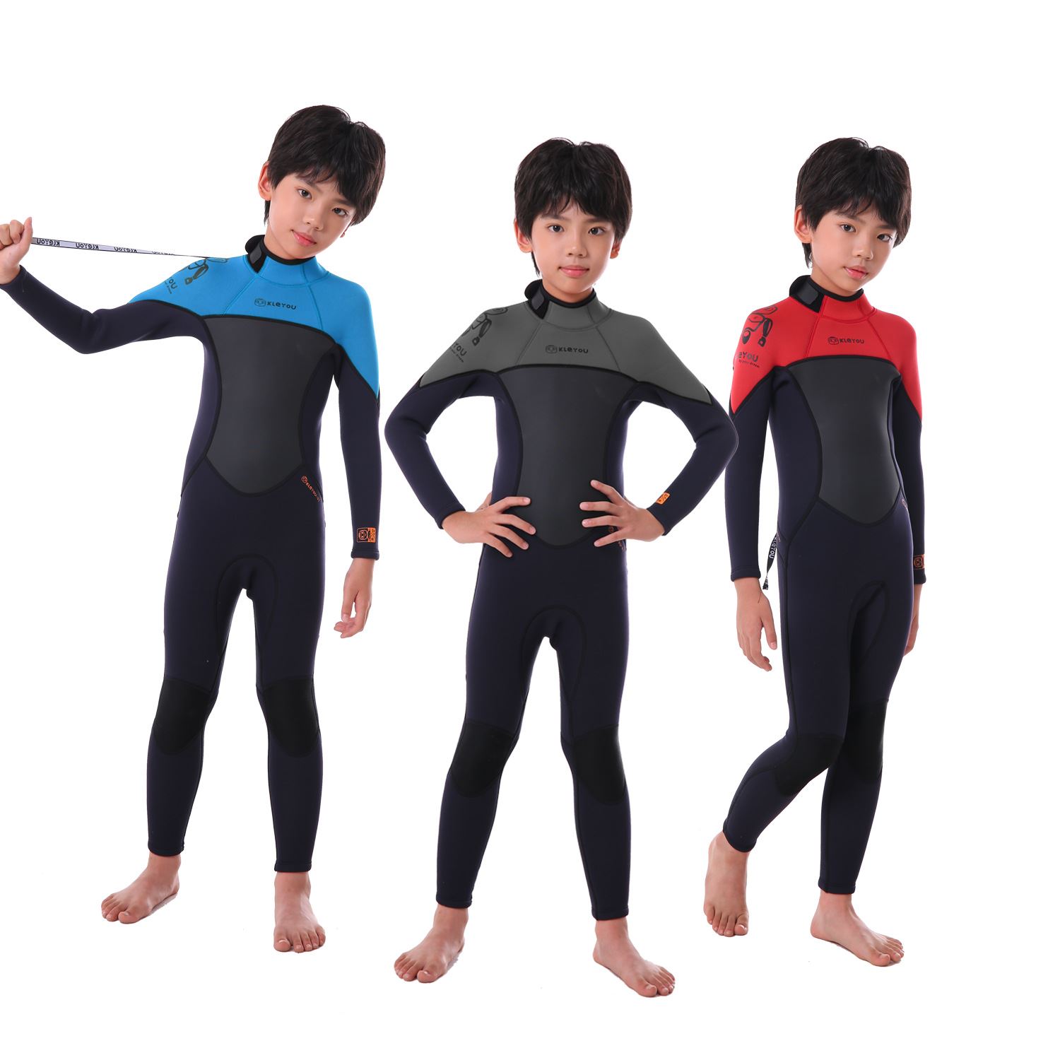 KLEYOU KidsWetsuit,2.5mm Neoprene Thermal One Piece Swimsuit-图0