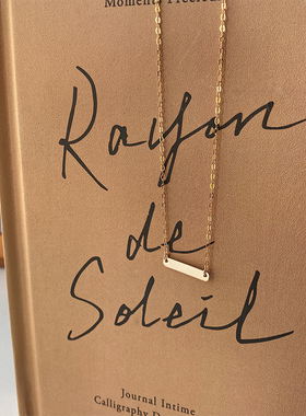 OPs美国进口14K包金小方牌项链