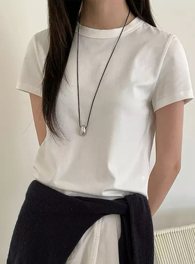 OPs小众高级精工抛光银水滴长款黑皮绳可调节项链简约百搭毛衣链