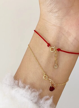 OPs原创精致小金管红绳手链