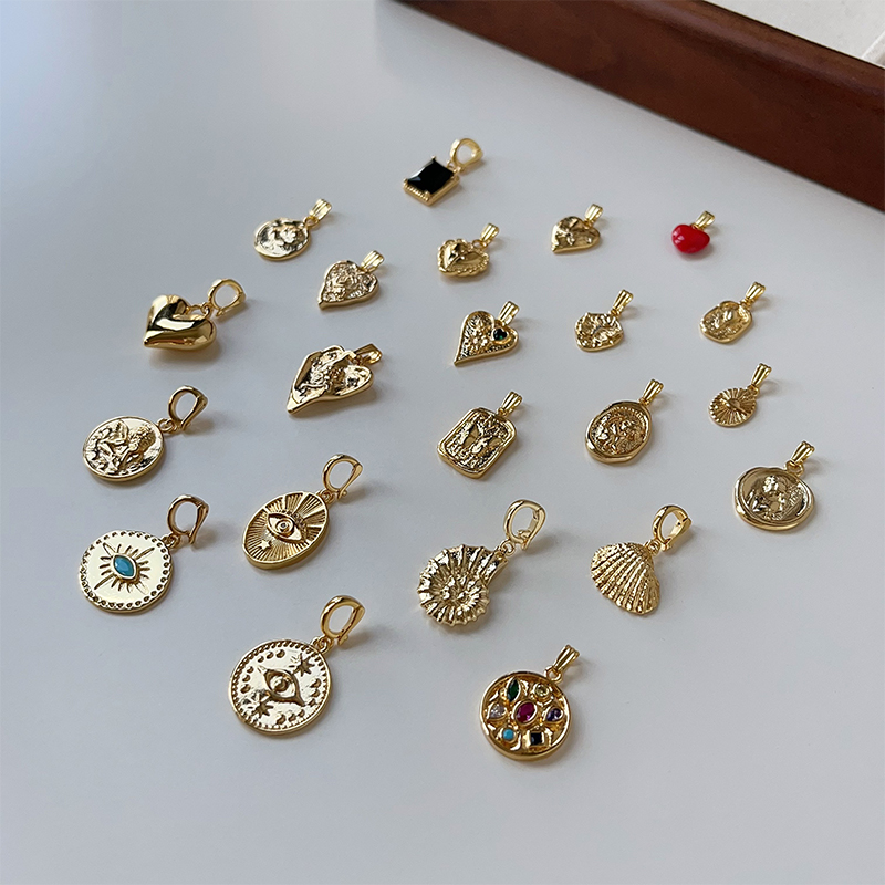 OPs精致爱心贝壳海螺天使金币小葫芦美国14K包金可拆卸万能扣吊坠 - 图0