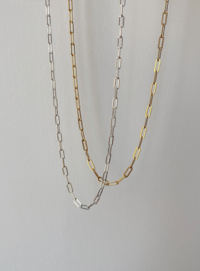 OPs美国14K包金纯银长方链项链