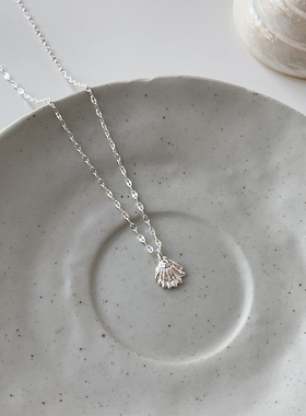 OPs夏日海风闪亮波光粼粼韩国小众贝壳纯银项链气质百搭锁骨链