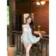 French perm mesh stitching chiffon sleeveless