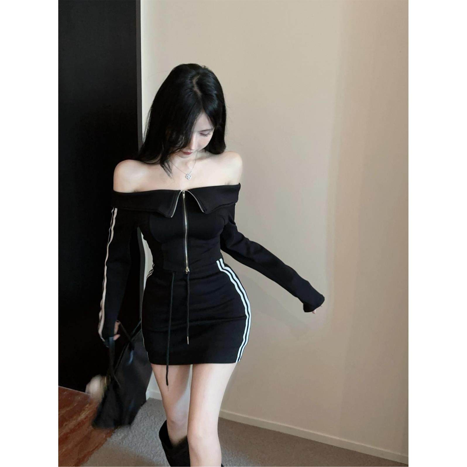 美式卫衣套装裙女夏季一字肩上衣穿搭一整套半身裙休闲运动两件套,淘宝优惠券,粉丝福利购,淘宝优惠卷