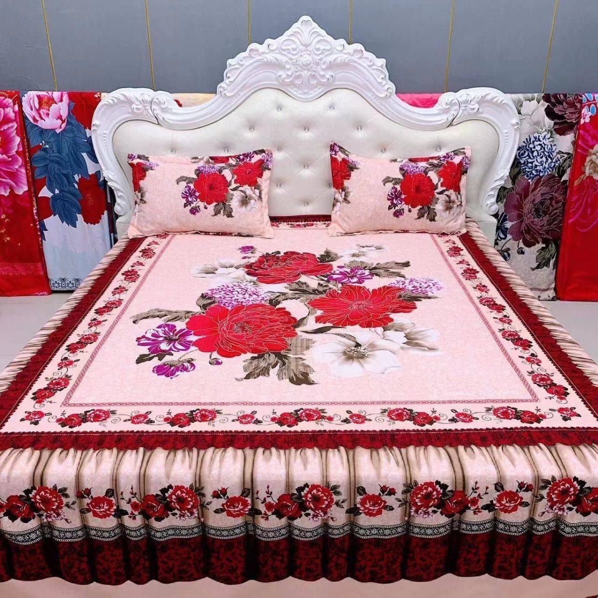 新款国民床单双人全包围仿床裙3D立体加厚磨毛床笠四季通用,淘宝优惠券,粉丝福利购,淘宝优惠卷