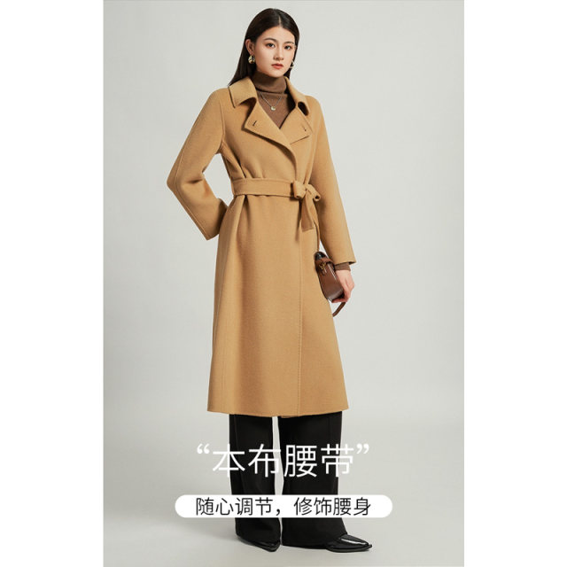 IVYKKI艾维时尚显瘦毛呢外套中长款双面呢子大衣女2025年秋冬新款