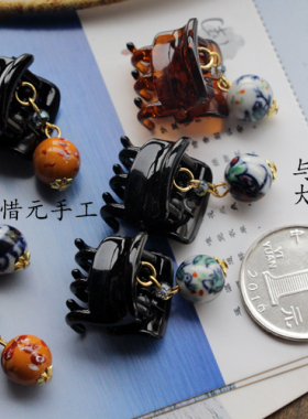 陶瓷原创手绘边夹头饰品
