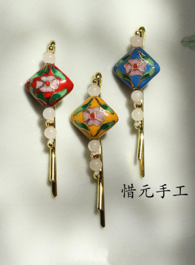 原创设计80年代景泰蓝一字夹边夹