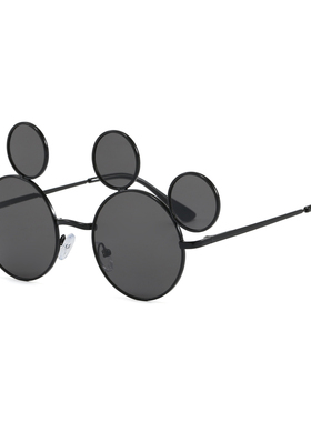 新款卡通亲子太阳镜孩子游园装饰墨镜中国风二郎神四眼太阳眼镜