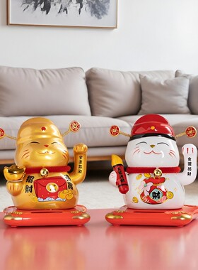 太阳能摇手招财猫自动招手创意可爱车载办公桌收银台开业摆件装饰