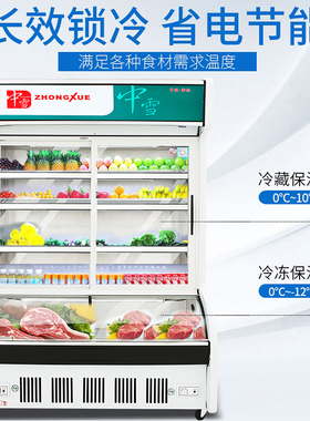 中雪点菜柜双温玻璃门冷藏冷冻柜