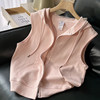 Layered artifact/casual hooded cardigan vest for women