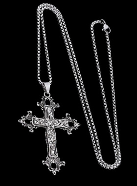 欧美复古创意花朵图案十字架合金