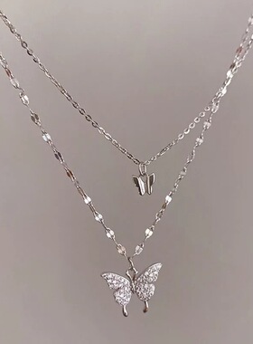 ins冷淡风蝴蝶双层项链不掉色潮