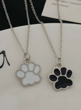 韩版时尚可爱猫爪彩色卡通吊坠项