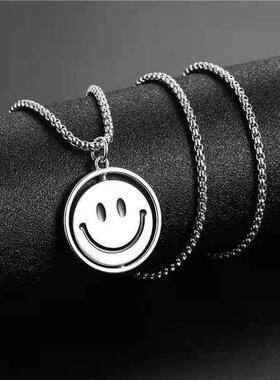 国潮网红同款旋转笑脸项链ins嘻