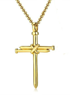 欧美钛钢铸造钢钉子十字架男士吊