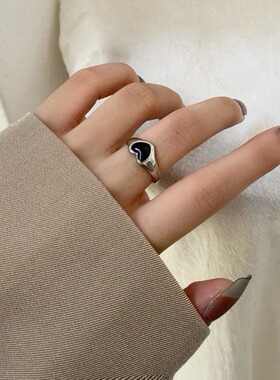 新款暗黑复古戒指韩国黑色嘻哈酷