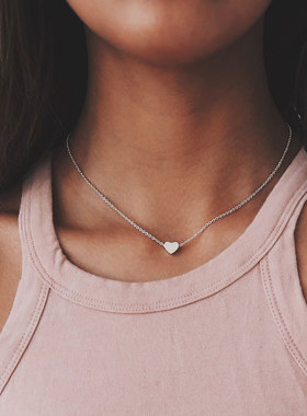 欧美跨境简约爱心吊坠项链女合金