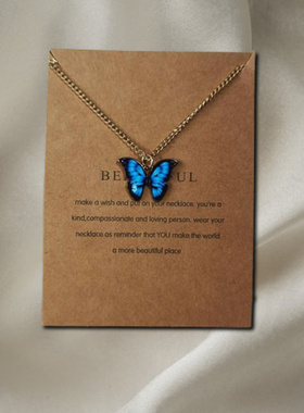 波西米亚合金蝴蝶吊坠项链速卖通