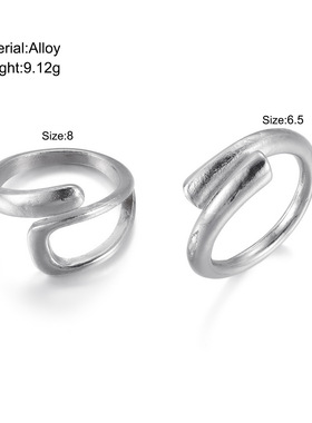 欧美跨境复古夸张交错几何关节戒