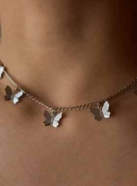 欧美时尚项链可爱蝴蝶吊坠项链飞