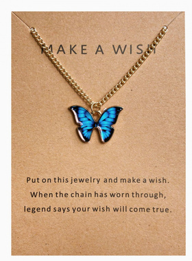 跨境波西米亚合金多色蝴蝶吊坠项