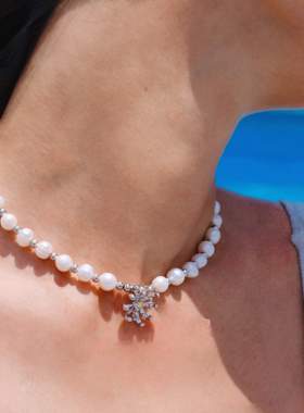 蟹爪菊天然淡水珍珠锁骨链项链