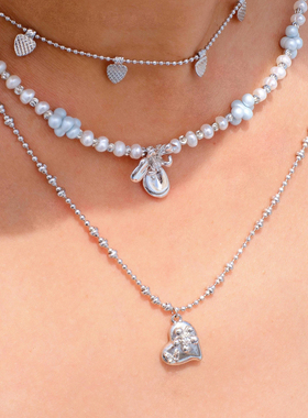 爱心叶片套链项链精致生日礼物