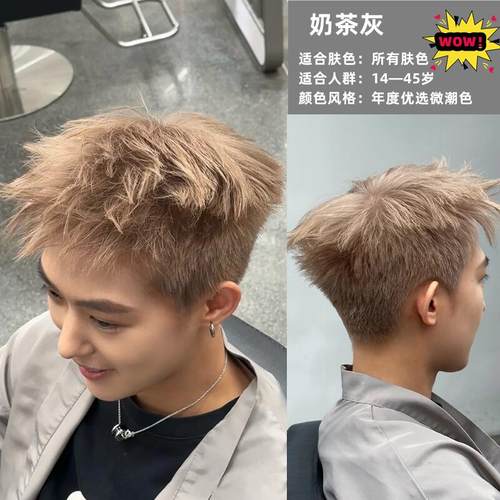 奶茶灰棕染发膏男士专用流行色显白植物纯漂发剂银白灰色亚麻灰棕 - 图2