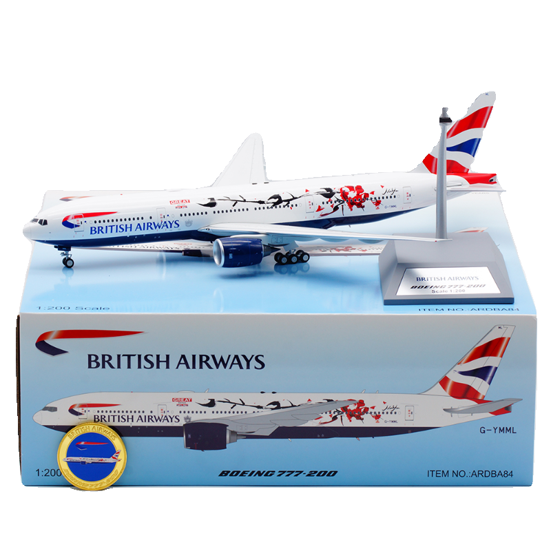 英国航空ARD-Models1:200飞机模型仿真合金波音777-200ER G-YMML-图1